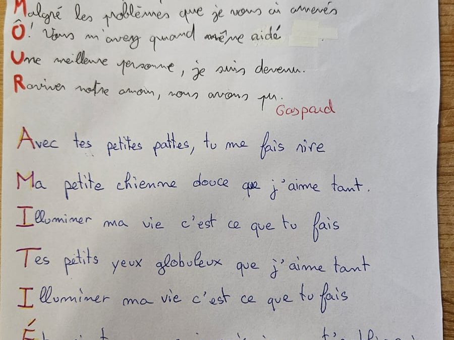 Calligrammes et poèmes acrostiches sur « Dire l’amour »